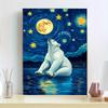 Bear Looking Up at the Starry Sky Diamond Art Set 5D DIY Full Circle Diamond Embroidery Art Home Decoration Painting