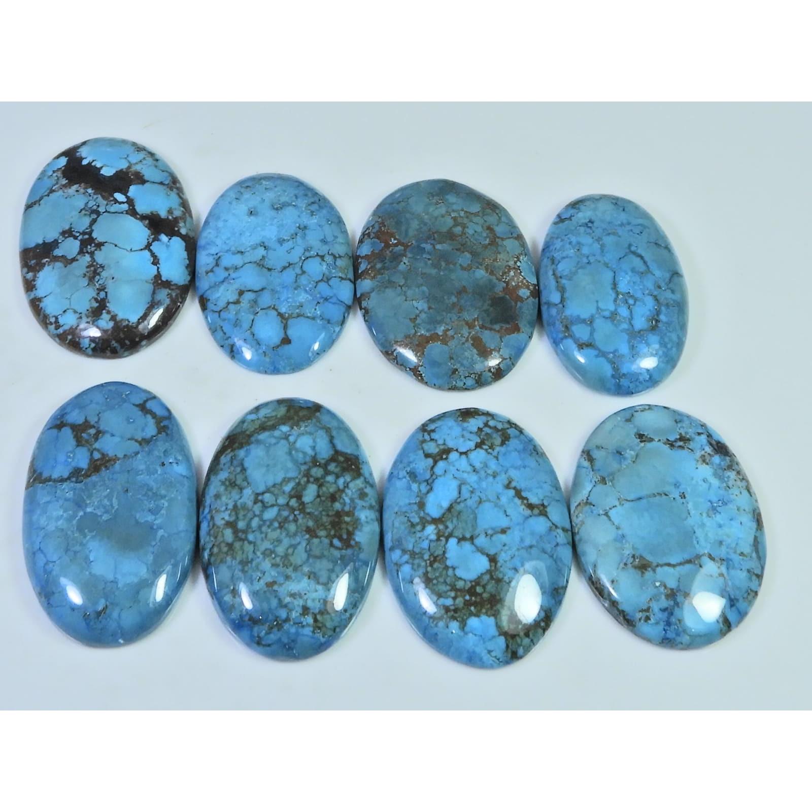 Colour Enhanced Magnesite Turquoise Oval Cabochon Loose Gemstone 08Pcs Lot C-2074