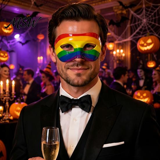 Elegante Maschera Facciale per Feste Mardi Gras per Uomini Donne, Colorata Maschera di Carnevale Arcobaleno, Splendido Costume di Carnevale, Maschera Veneziana per Feste di Ballo, Carnevale,