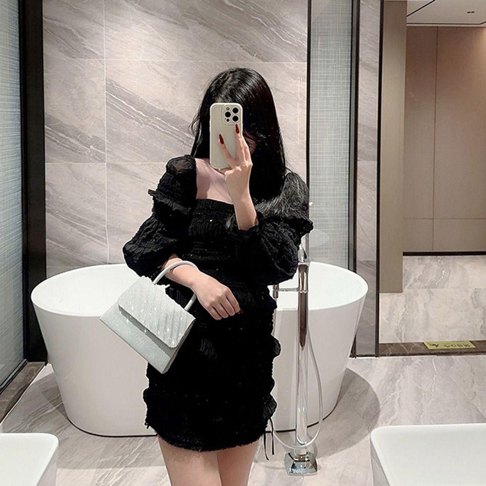 Gold Bright Silk Evening Bag Women Elegant Fashion Banquet Clutch Chain Shoulder Bags Luxury Purse Female Wedding Party Handbags