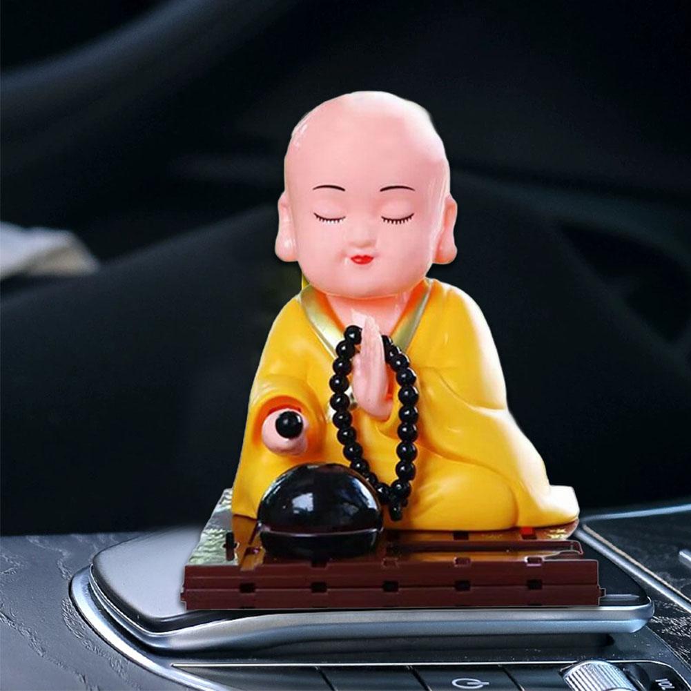 Lovely Solar Powered Bobble Shaking Head Monk Ornaments Dancing Toy Creative Monk Figurines Statues Car Home Office Decoration