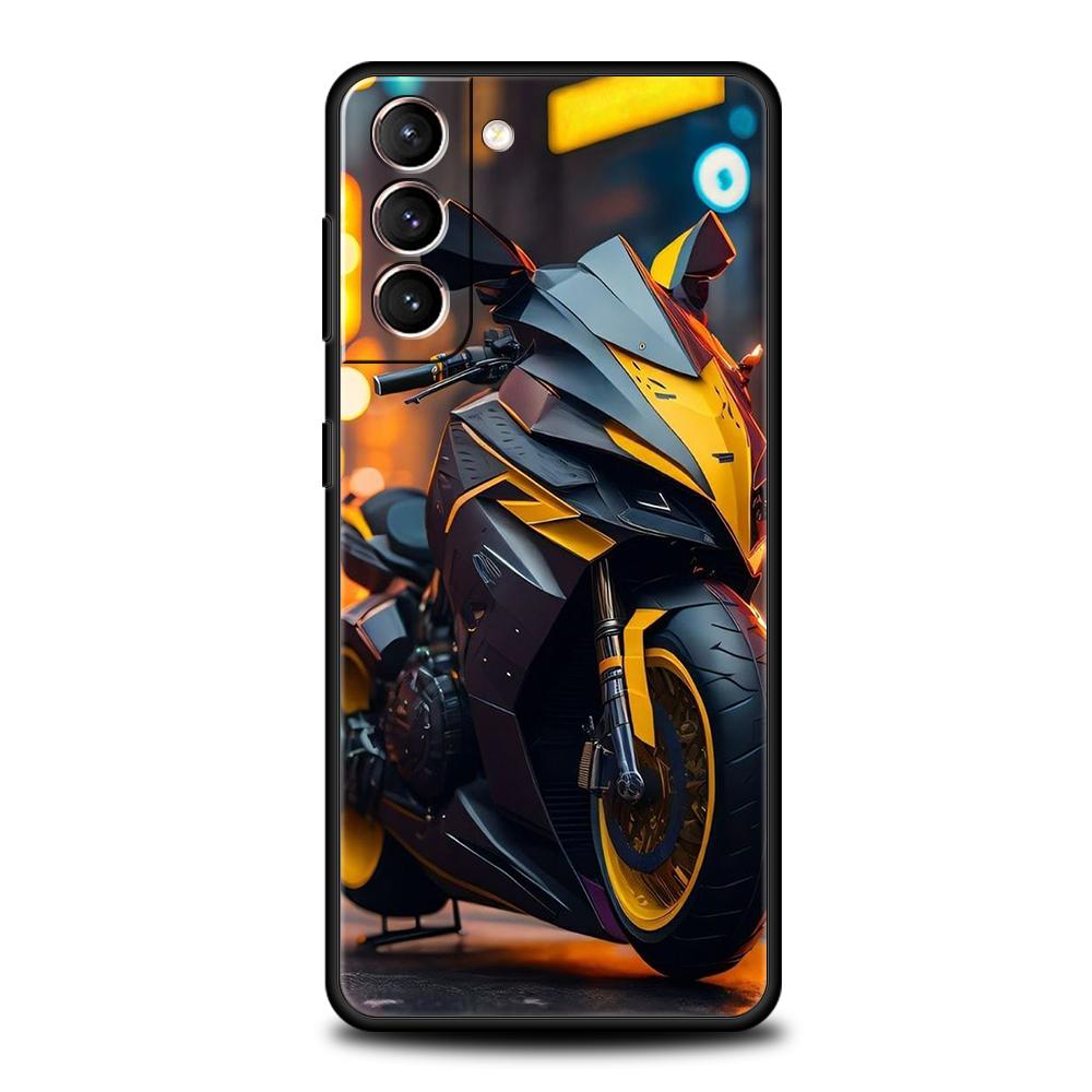 Motorcycle Case for Samsung Galaxy S24 S23 S22 S20 S21 FE Ultra S24 S23 S10 S10E S9 S8 Plus 5G Silicone Phone Cover Capas Fundas