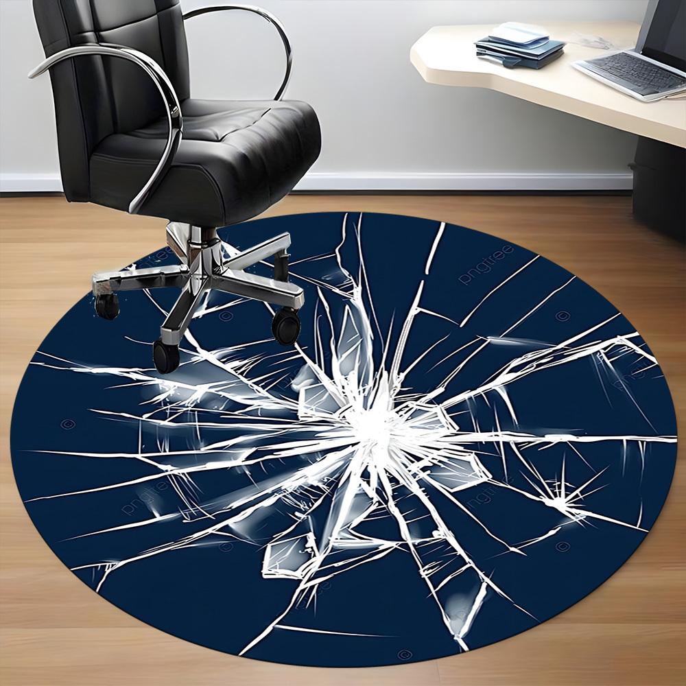 1pc Shattered Glass Office Round Rug, Carpet for Office, Gaming, Lightweight Round Floor Mat yy260205076