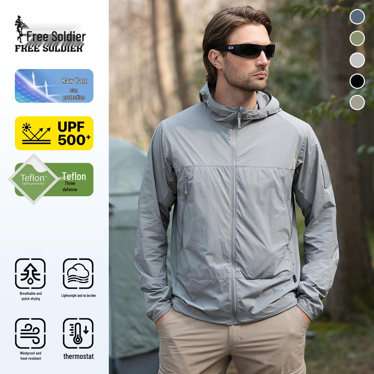 Free Soldier Men s Summer Lightweight UV Protection Cycling Jacket UPF100+ XXL (170-195 jin)