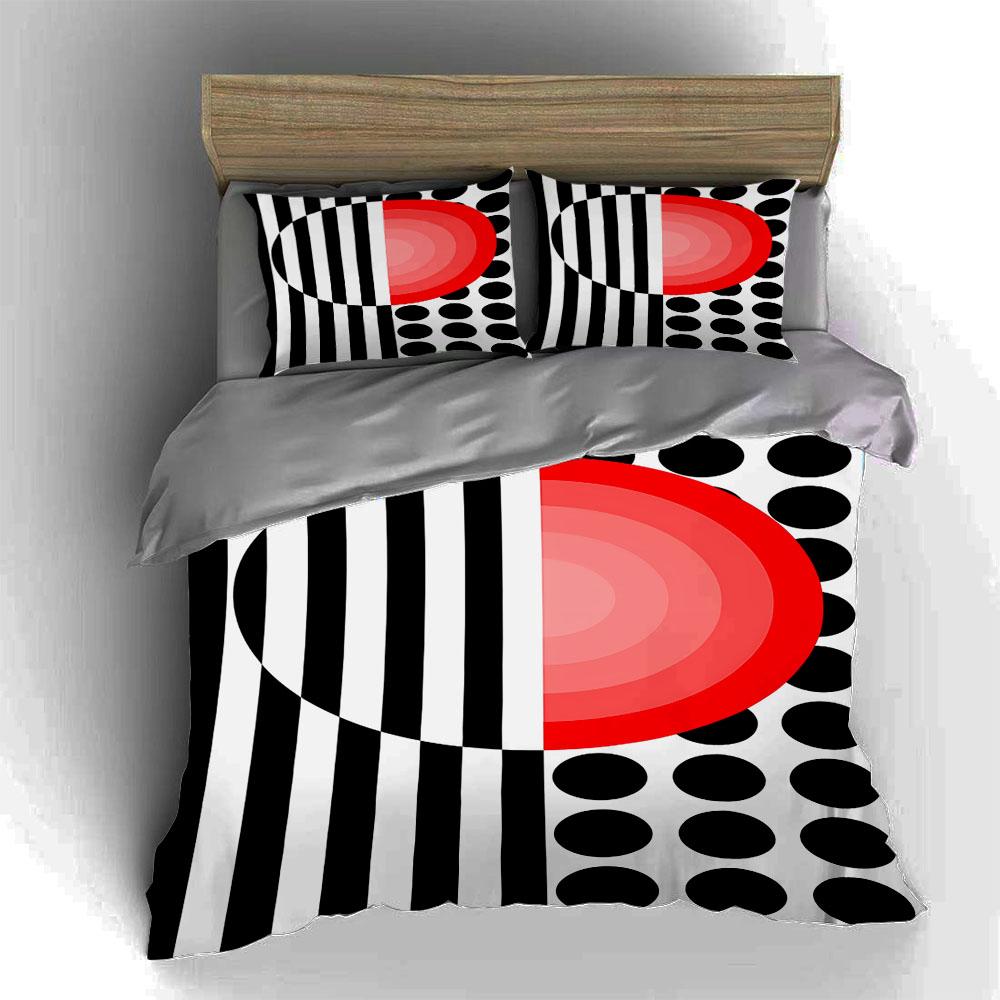 Striped geometric circles Bedding Duvet cover sets Duvet covers Pillowcases gifts (1 * Duvet Cover 2 * Pillowcases, without duvet insert)