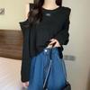 Design Feeling Autumn Winter Pullover Sweater Knitwear Women's Off Shoulder Undercoat Wear It On The Outside Thin Design Top
