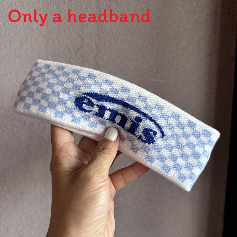 

Kids And Adults Letter Knit Headband With Colorful Plaid Pattern For Summer Outdoor Activities синій