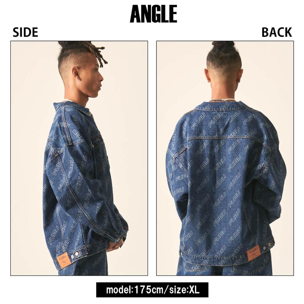 FUBU brand logo embroidered print washed cotton oversized denim all-over jacket/jumper (fam-42308)