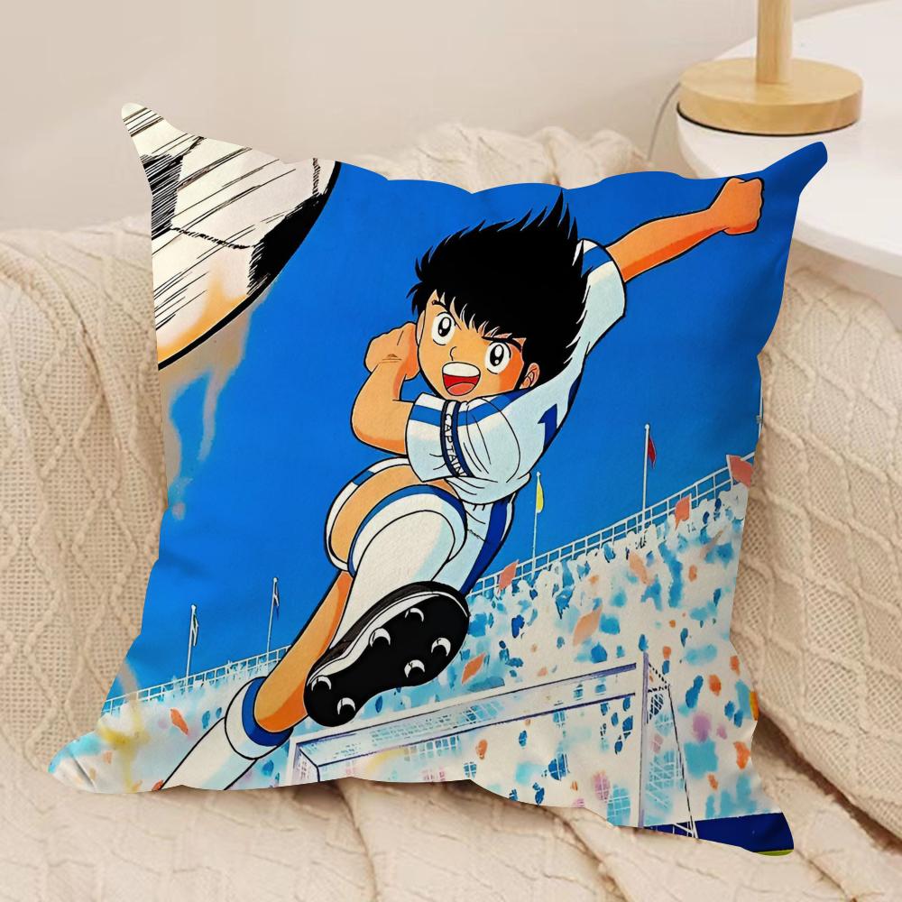 Anime CCaptain Tsubasa Cushion Cover Soft Plush Fabric DoubleSided Printed Sofa Cushion Cover for All Seasons Home Decor Gift