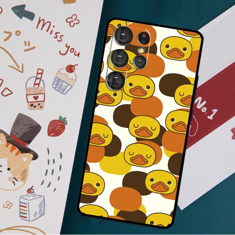 Kwaii Yellow Duck Case For Samsung Galaxy S23 S21 S22 Ultra Plus S20 FE Note 20 Note 10 S8 S9 S10 Plus Cover