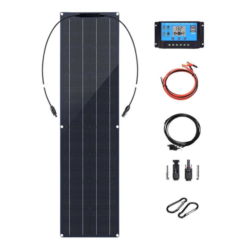 100W Flexible Solar Panel & Controller Kit - 2pcs Photovoltaic System Set