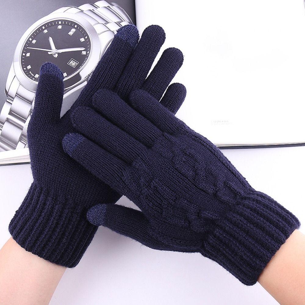 Knitted Winter Gloves Touch Screen Warm Mittens Accessories Man Thickened Gloves