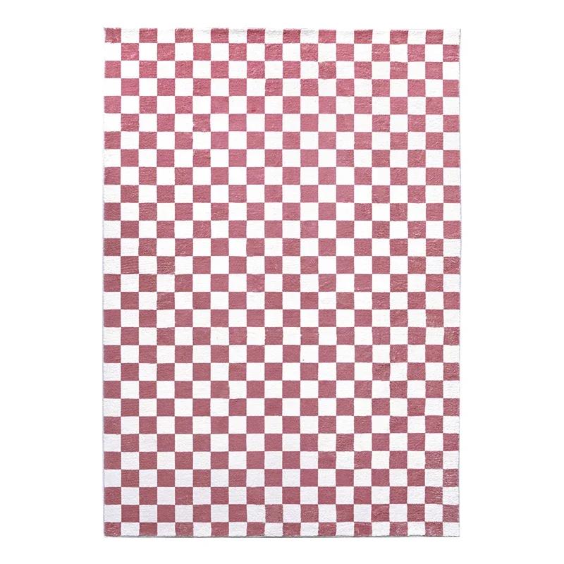 Fashion Retro Checkerboard Pashmina Thickened carpets for Living Room Bedroom Soft Fluffy Bedside mats Plush Large area rugs