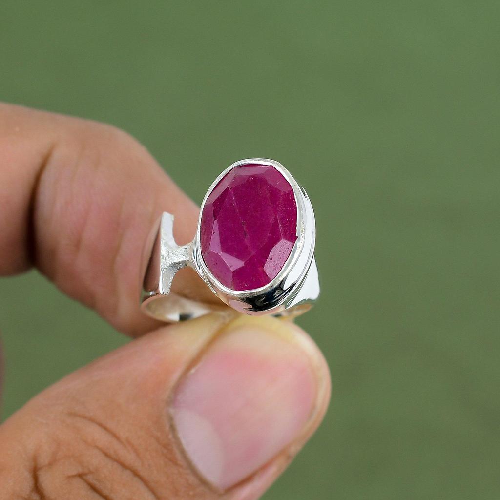 Faceted Kashmir Ruby Ring 925 Sterling Silver Ring Ruby Jewelry Elegant Gemstone Ring Handmade Jewelry Gift For Women Available In Ring Size