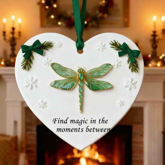 Heartfelt Inspirations Christmas Ornament Shell Reindeer Dragonfly Paw Feather Tulip Xmas Tree Hanging Heart Shape Decoration Holiday Party Pendant