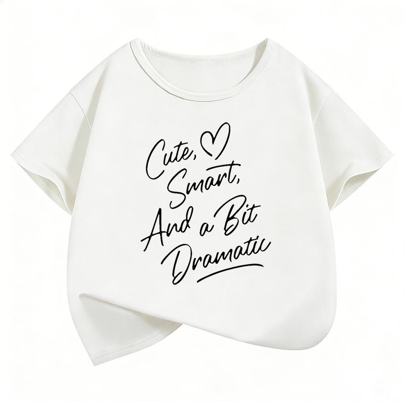 

Cute and Smart with a Dramatic Flair, Letter Print Short-sleeve Children s T-shirt, Boys and Girls Summer Casual Top 160