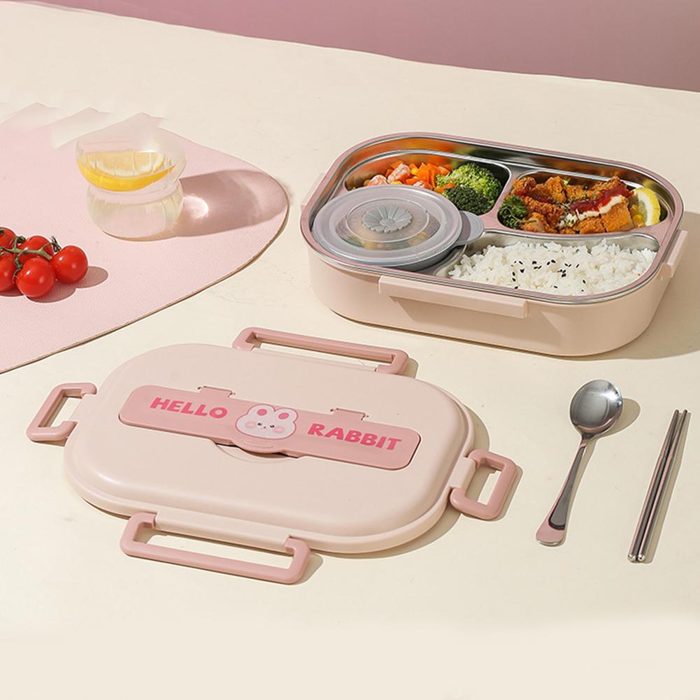 Stainless Steel Bento Box Microwave Safe 850/1500ml Leakproof Sealed Food Container Easy To Clean Rabbit 2/4/5 Grids for Lunch