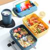 Hot Lunch Box with Spoon Chopsticks Wheat Straw Dinnerware Food Storage Container Children Kid School Office Microwave Bento Box
