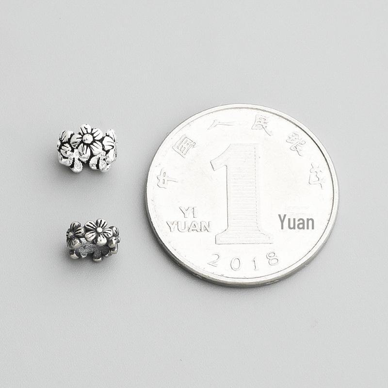 Contas espaçadoras de flores retrô de prata esterlina 925 para pulseiras faça você mesmo