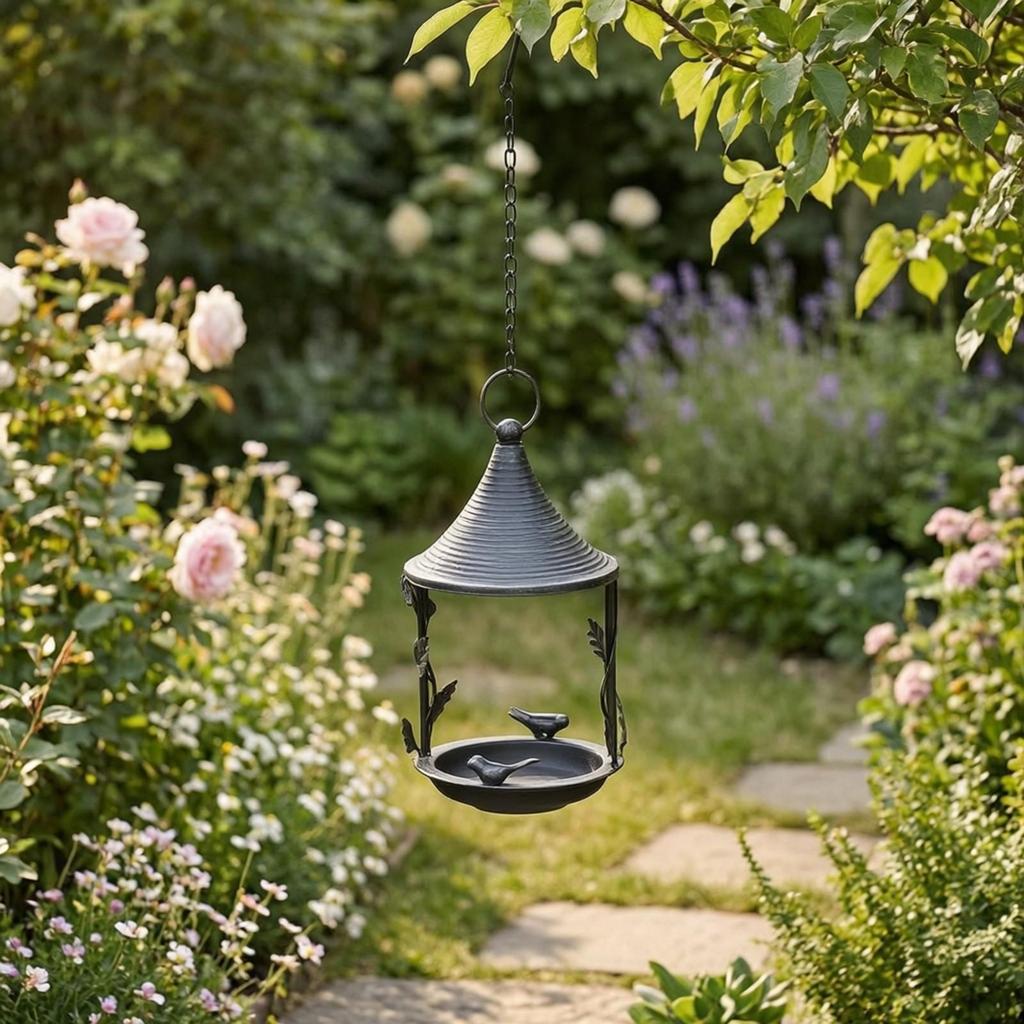 Hanging Bird Feeder Distressed with Tray Sturdy for Gardeners
