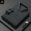 Autumn And Winter Lapel Slit Men'S Polo Shirt 100% Pure Cotton Hexagonal Beads Double-Sided Men'S Polo Shirt Long Sleeve