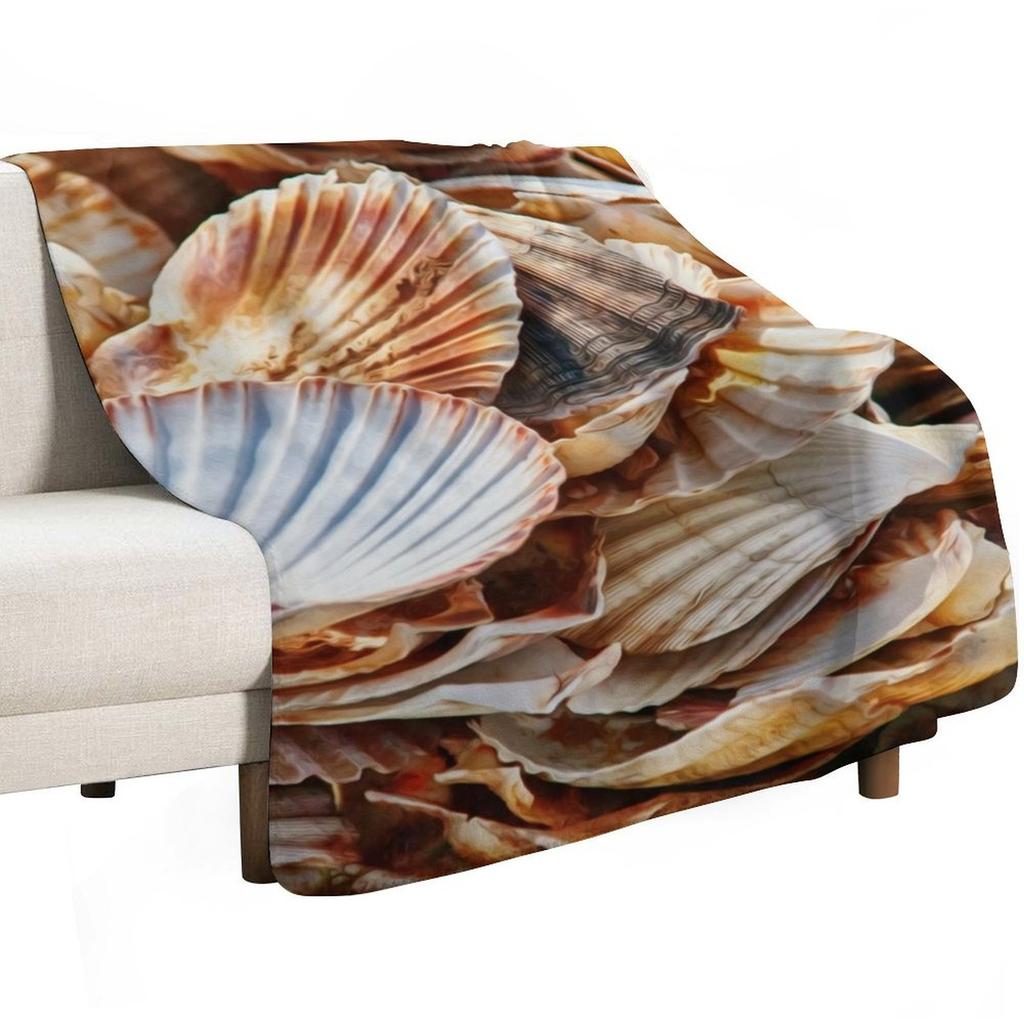 Seashells, Seashells Throw Blanket Soft Breathable Blanket for Night Sleeping