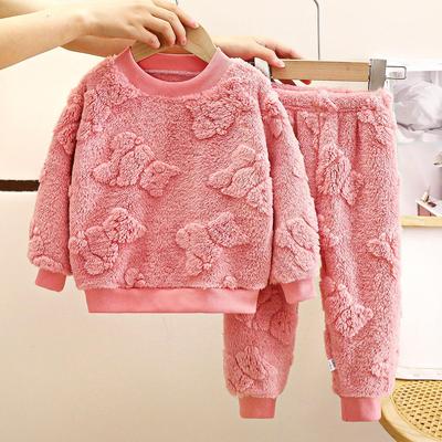 Çocuk Pijama Takımı Flanel Sıcak Sonbahar ve Kış Erkek Kalınlaştırılmış Ev Hizmeti Bebek Plus Kadife Giyim Giyim Çocuk Giyim