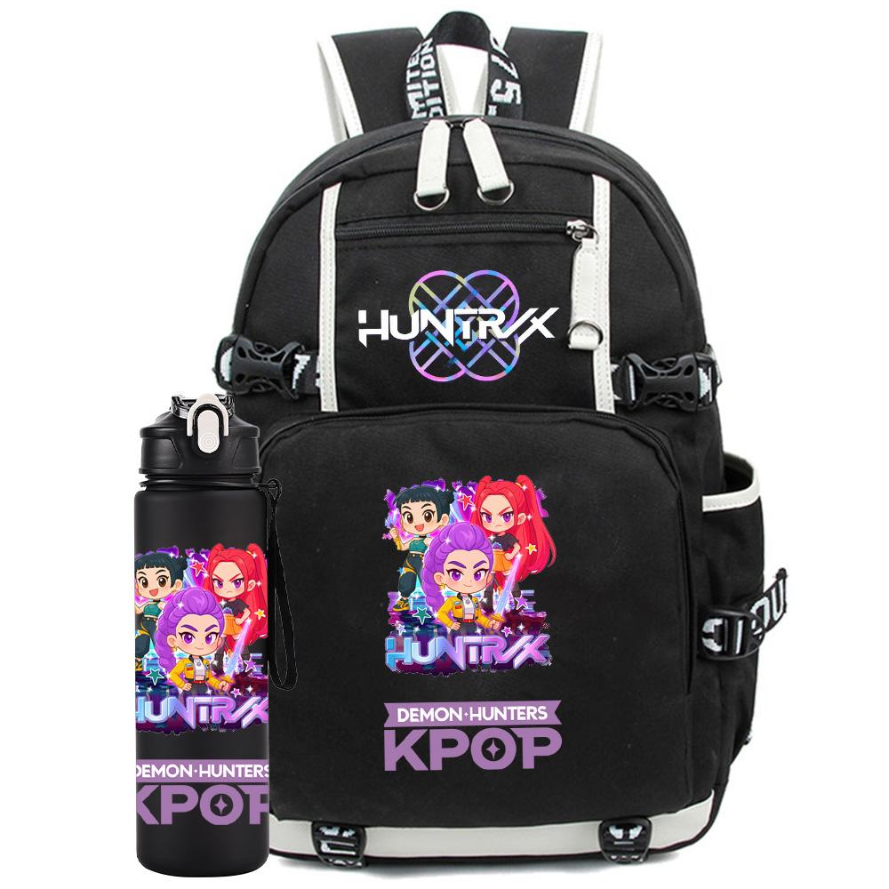 2 ks/sada K-Pop potištěný batoh s 750ml lahví na vodu pro dospívající studentku chlapce školní taška dětský dárek velká kapacita cestovní taška ruksak