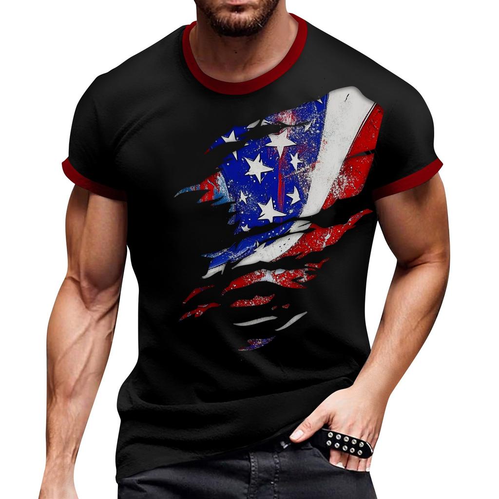 Summer Men's Popular T-shirt Printed Round Neck Short Sleeve T-shirt