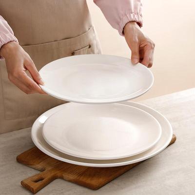 Caitang Zhizao White Ceramic Shallow Dinner Plates