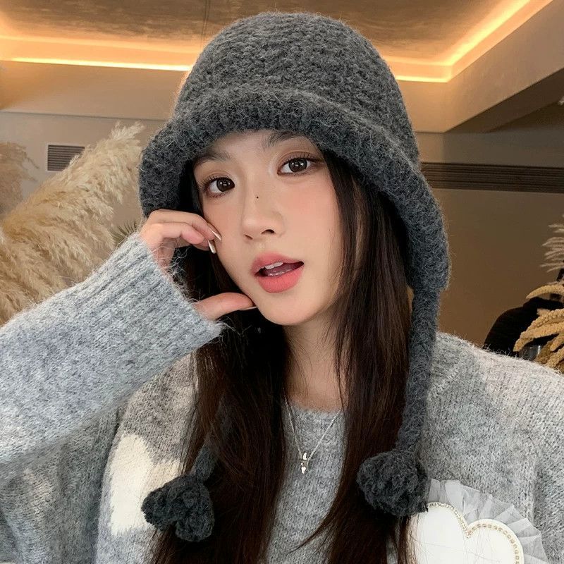 Versatile Knitted Earflap Beanie - Women's New Autumn/winter Warm Hat