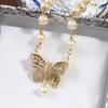 New Hot Brand Vintage Women's Necklace Luxury Jewelry For Women Fashion Butterfly Type Designer Pendant Pearl Chain Choker