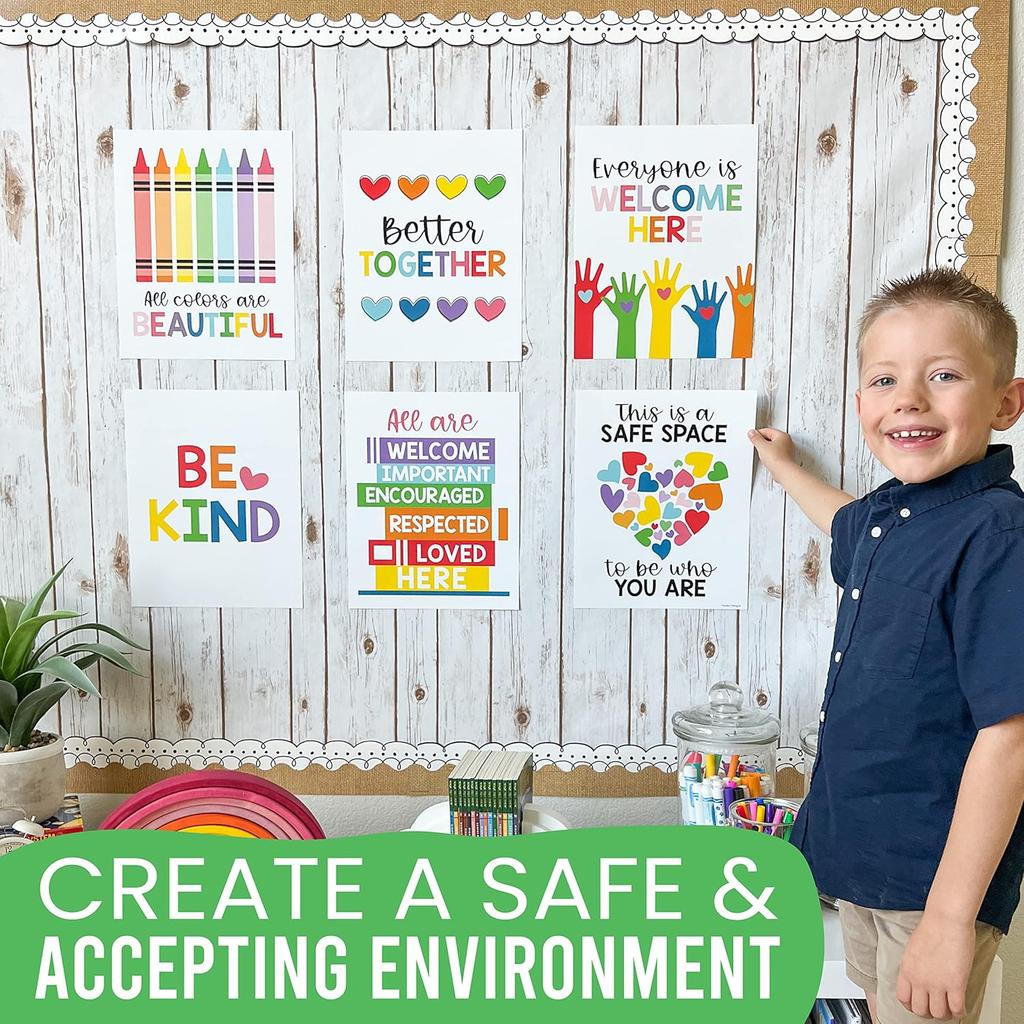 Hadley Designs Diversity Posters For Classroom Elementary –6 Inclusive Everyone Is Welcome Classroom Decor, Safe Space Sign Preschool Kindness
