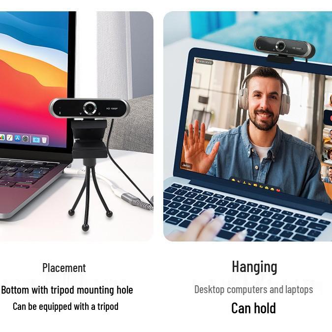 1080P HD USB Webcam for Online Classes and Meetings