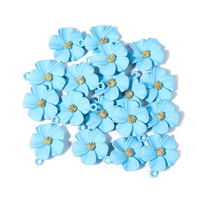 Colored Five Petal Flower Pendant Women Summer Lovely Bracelets Necklace Charms Diy Alloy Jewelry Making Accessories
