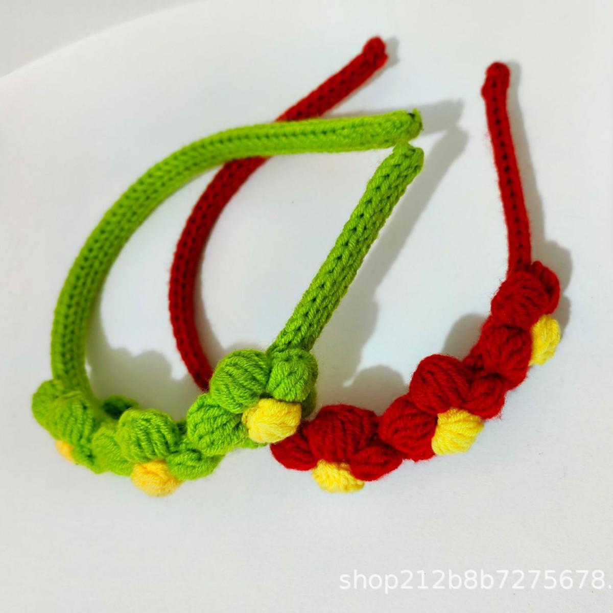 

Плетеная вручную цветочная повязка на голову – Милая, Нескользящая, Прочная, Простая, в Сладком принцессном стиле Red Flower Headband