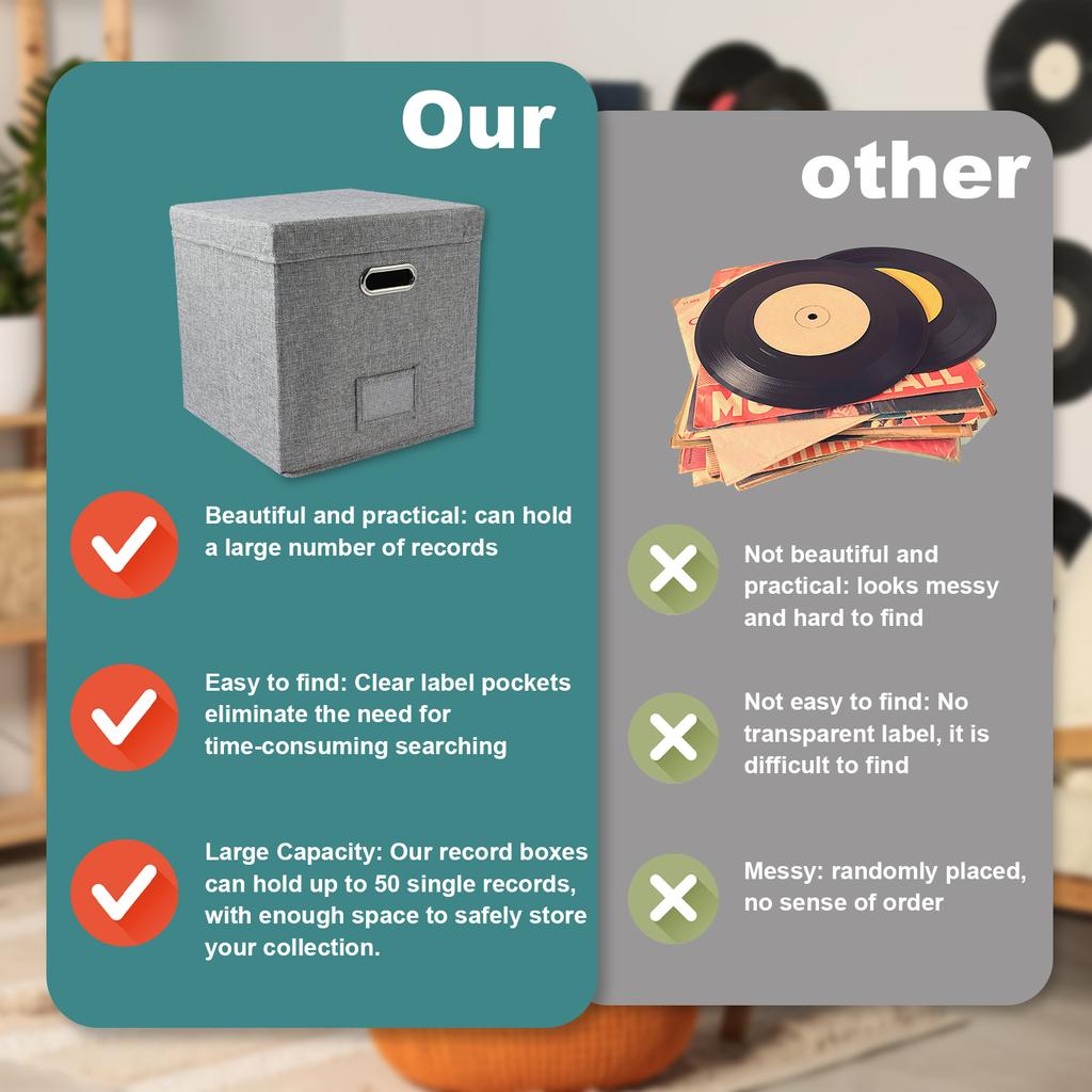 13 Zoll Faltbarer Organizer Großes Fassungsvermögen Schallplatten Aufbewahrungsbox mit Deckel Baumwolle Leinen Zuhause Schrank Multifunktionaler Organizer
