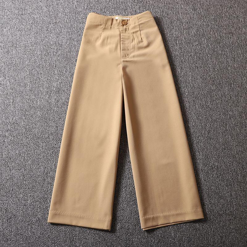 

Summer Girls High-Waist Ankle-Length Casual Drooping Wide Leg Pants Khaki S