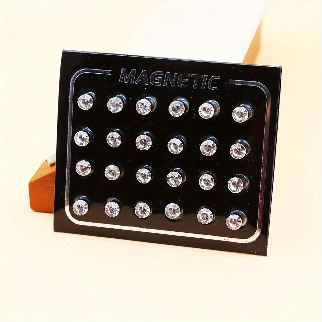 12 Pairs 5mm Rhinestone Magnetic Ear Studs Set Without Piercing Jewelry Gift
