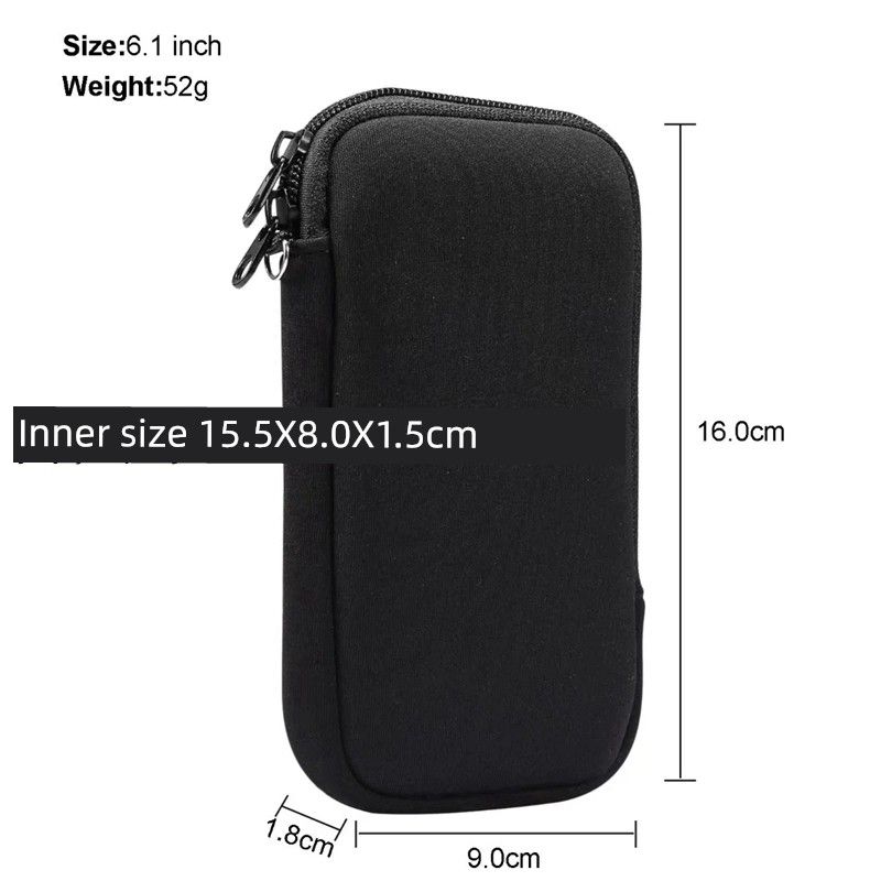 

Power Bank Small Bag Portable Zipper Phone Bag Black Medium