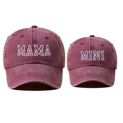 Fashion Washed Cotton MAMA MINI Embroidery Caps Adjustable Vintage Parent-Unisex Baseball Hats Breathable Baseball Cap