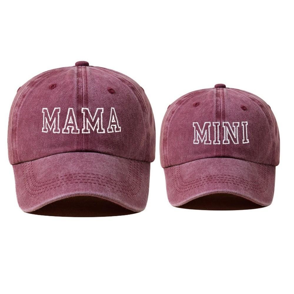 Модные washed cotton MAMA MINI вышитые кепки Винтажные дышащие бейсболки Регулируемые уличные солнцезащитные шляпы MAMA вино красного