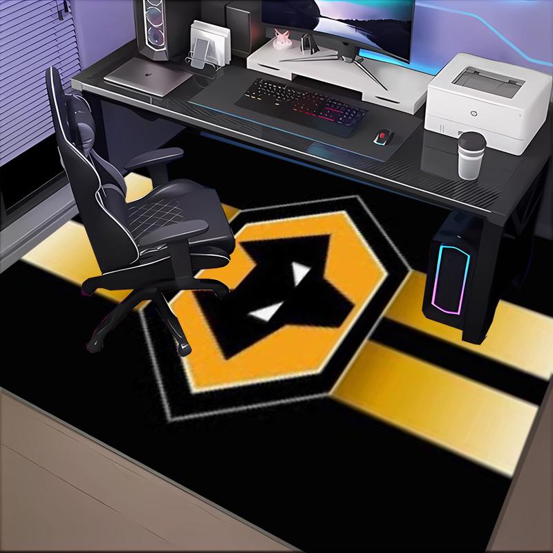 Wolves Team Emblem Printed Office Carpet Chair Cushion  Entryway Rug, Rugs for Living Room, Bedroom Christmas gifts