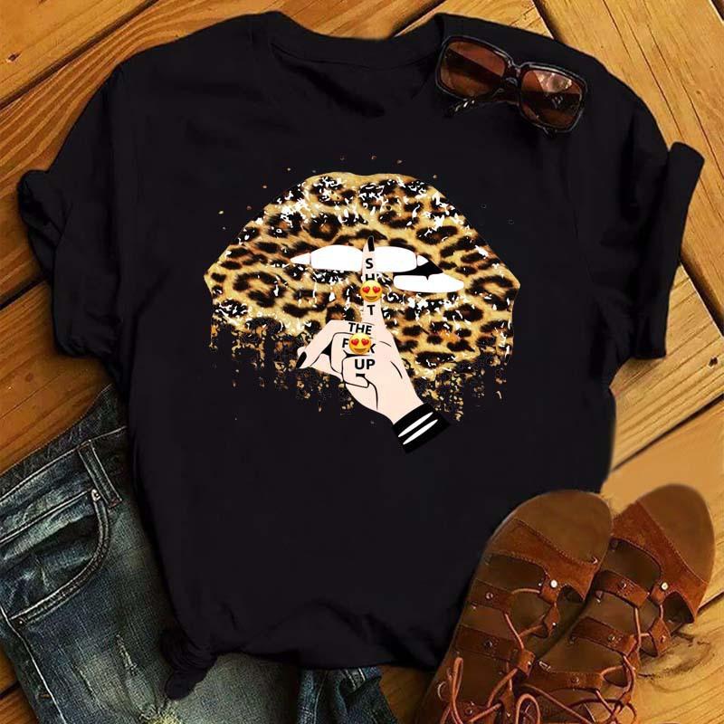 

Летняя женская мода Базовая рубашка Цветные губы Короткие рукава Свободные Большие хлопковые футболки Женские XXXL