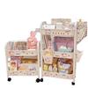 Large Capacity Multi-Layer Snack and Storage Trolley - Movable, Cream Style, Ideal for Dormitory or Bedside Use