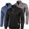 Herren Frühling und Herbst Übergröße Dünn Einfarbig Lässig Kragen Reißverschluss Pullover Strickhemd