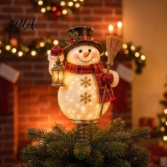 Light Up Holiday Tree Topper Lighted Christmas Topper, Illuminated Santa Claus Gingerbread Nutcracker Treetop Decorative Ornament for Top with Spring