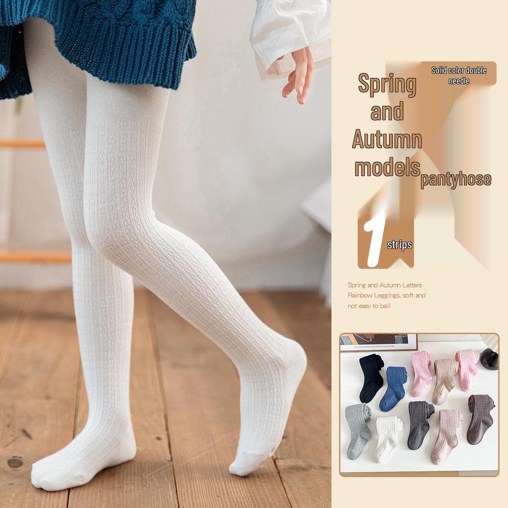 Leggings a doppio ago per bambini: Collant monocolore per primavera e autunno - Versatili collant per bambina/studentessa