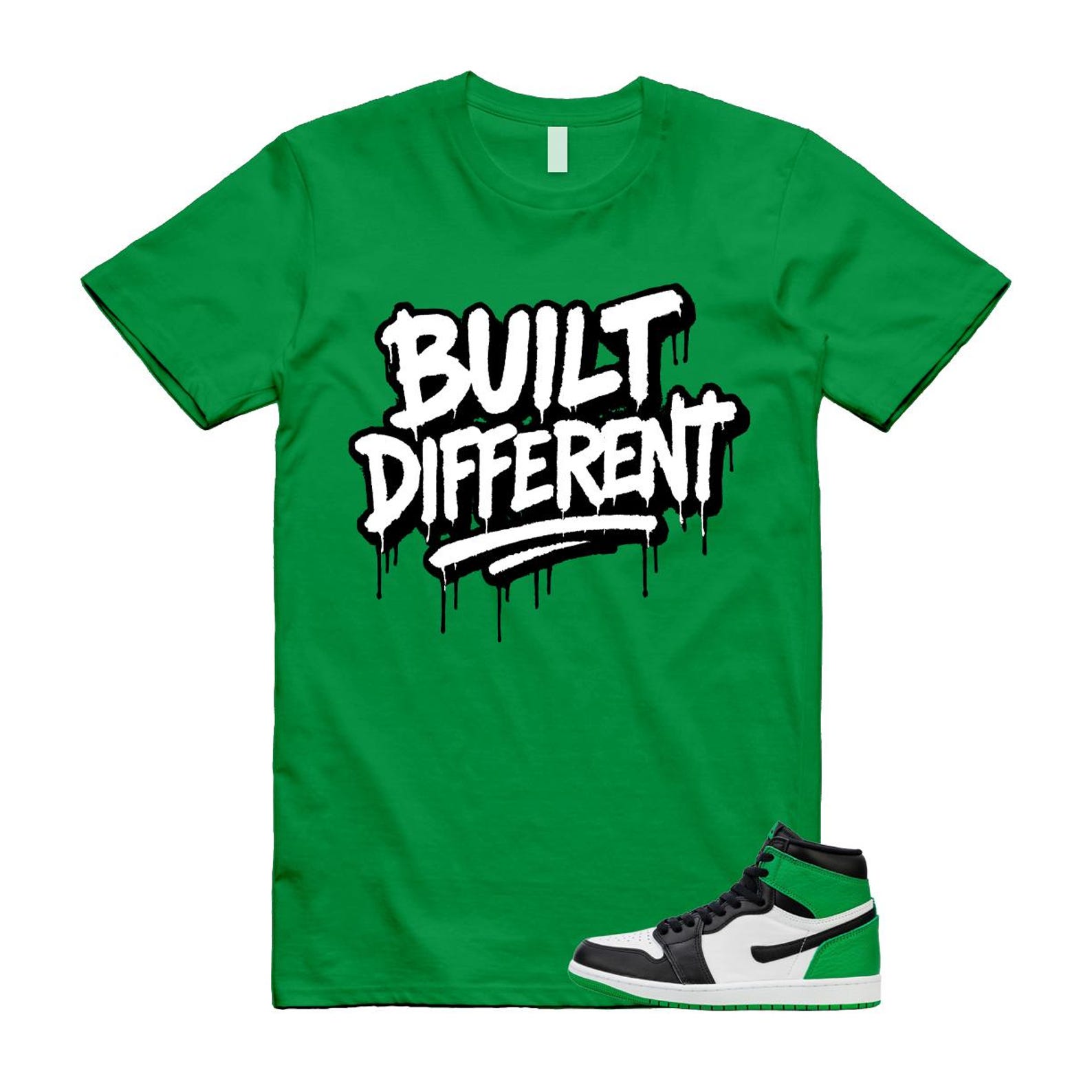 1 Lucky Green White Black High T Shirt Match BUILT 2XL