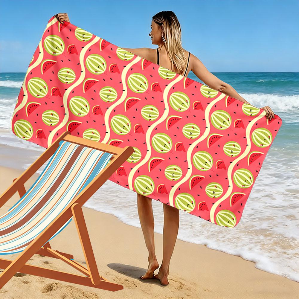 Smiling Watermelon Pattern Towel Beach Towel Quick-drying for Travel Outdoor Sports Jogging Beach and Swimming